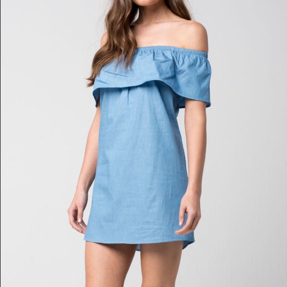 Tilly’s Off The Shoulder Denim Dress